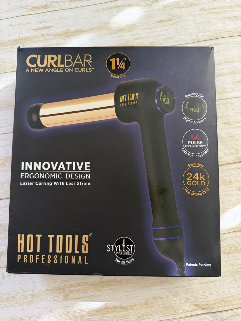 Hot Tools CurlBar 1¼" Curling Iron - Black Handle with Gold Barrel